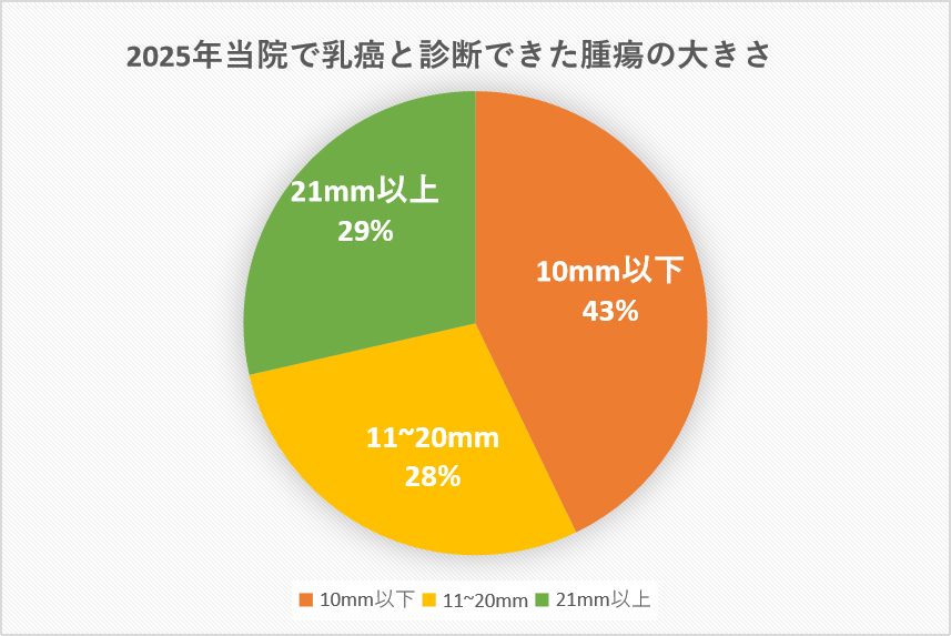 2025年当院で乳癌と診断できた腫瘍の大きさ